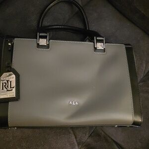 Lauren Ralph Lauren Black and Gray Satchel